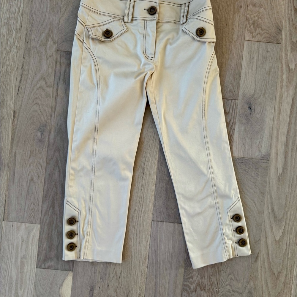 Cache Cream Capris with Button Accents